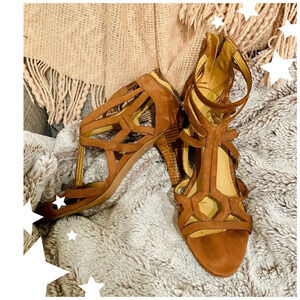 Nine West Brown Strappy Heeled Sandals,  Size 8